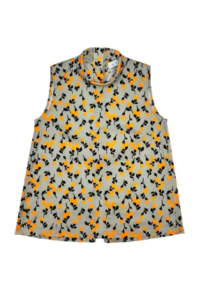 Sleeveless Mod Top - Persimmon Floral TurtleneckDesign WrinkleFree Weaving