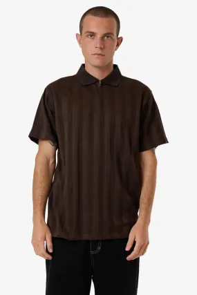 Hypoallergenic Fiber Arts & Industrial Quarter Zip Polo Postal Brown