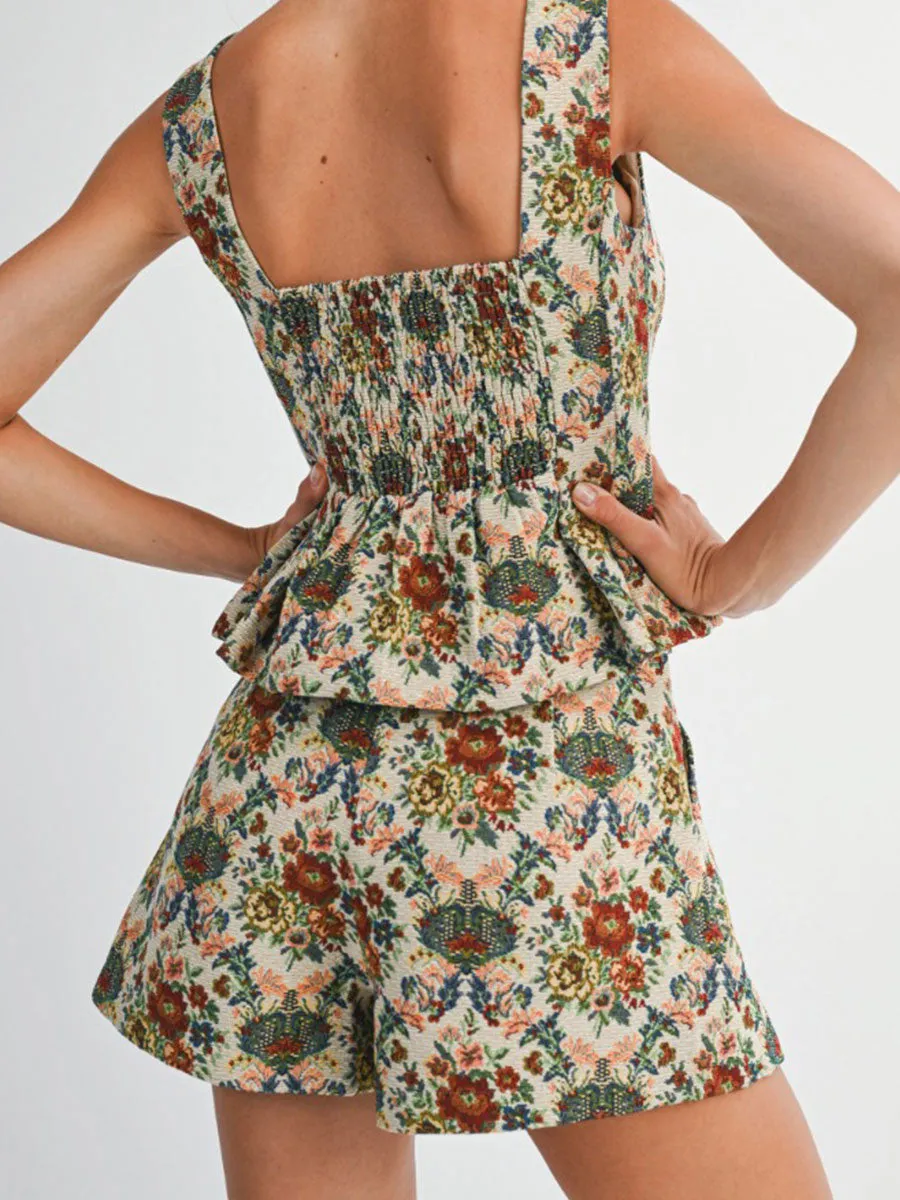 JACQUARED SHORTS - TAUPE/MULTI Air Comfort