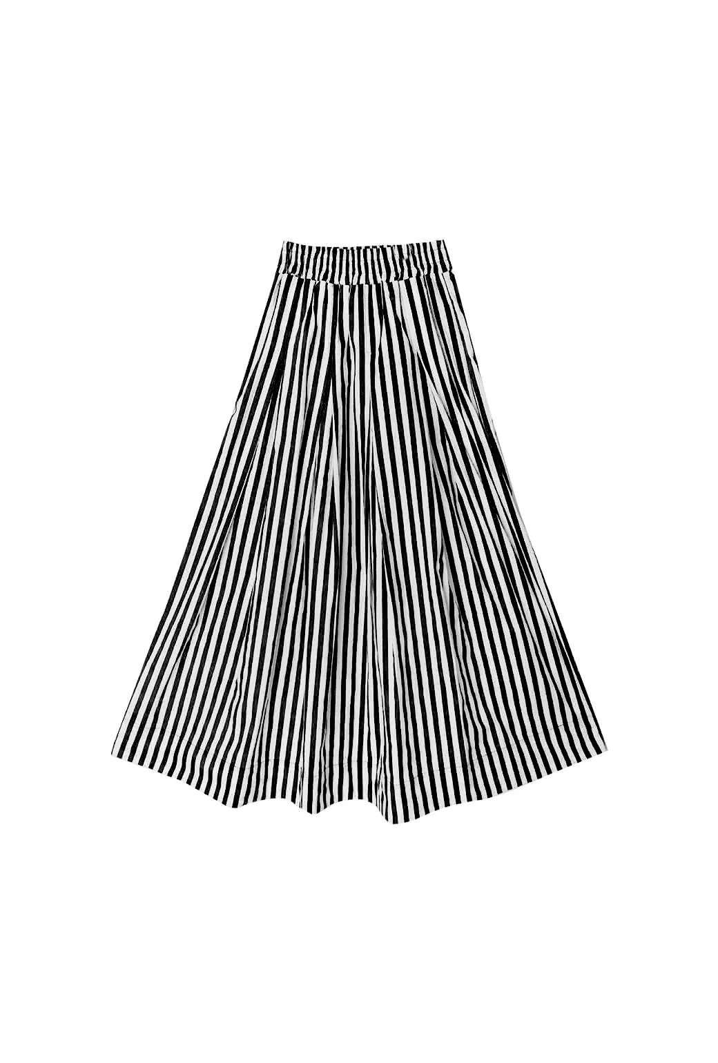 SeamlessPocketDesign Soft and Light Smocked Waist Maxi Skirt - Black and White Stripe
