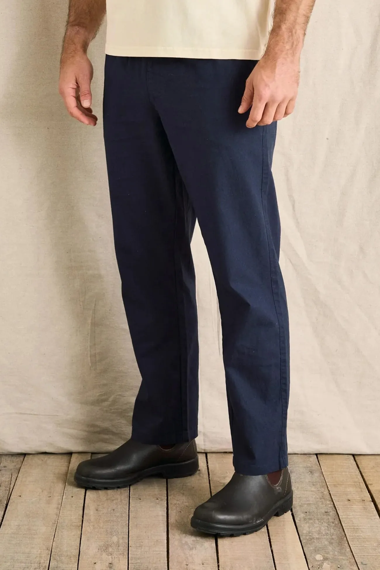 Casual Fit Design Linen Jam Pant Navy