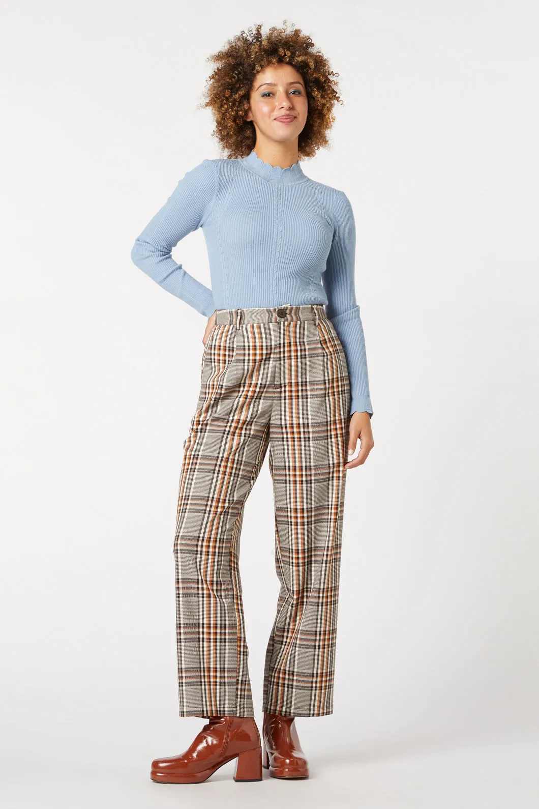Flexible Knee Articulation Tabitha Check Pant
