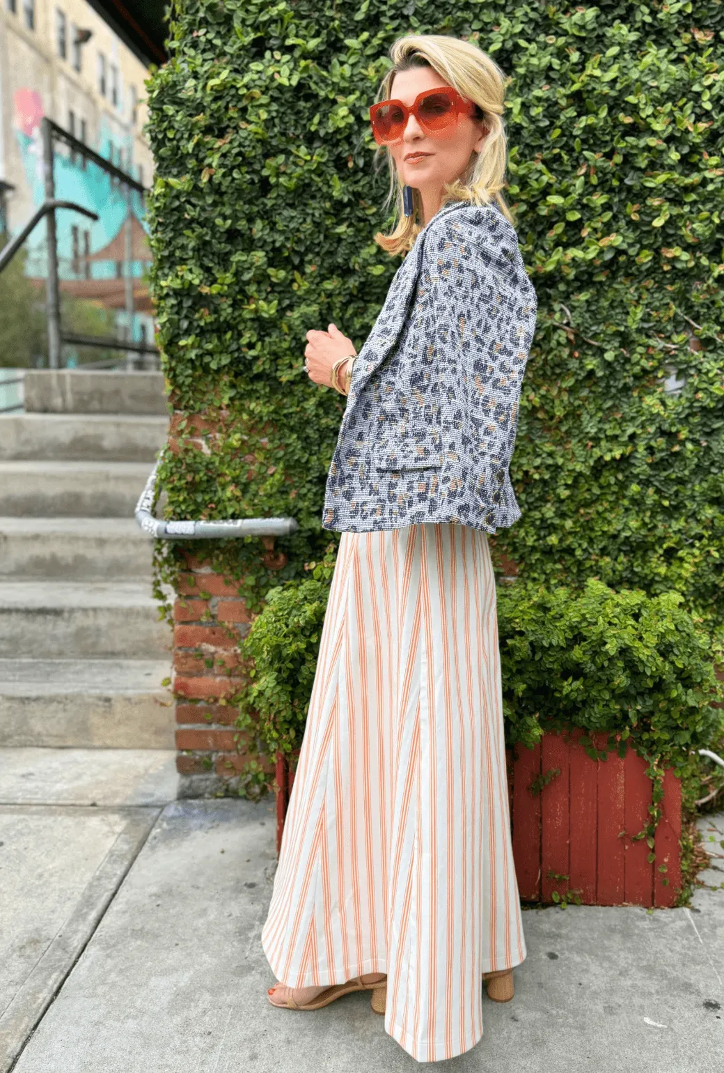 AntiSlipWaistband Denim finish Guest Skirt - L'Orange Stripe