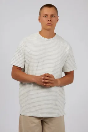 Hugo Stripe Tee White Petal Sleeve Architecture DualLayer Weave