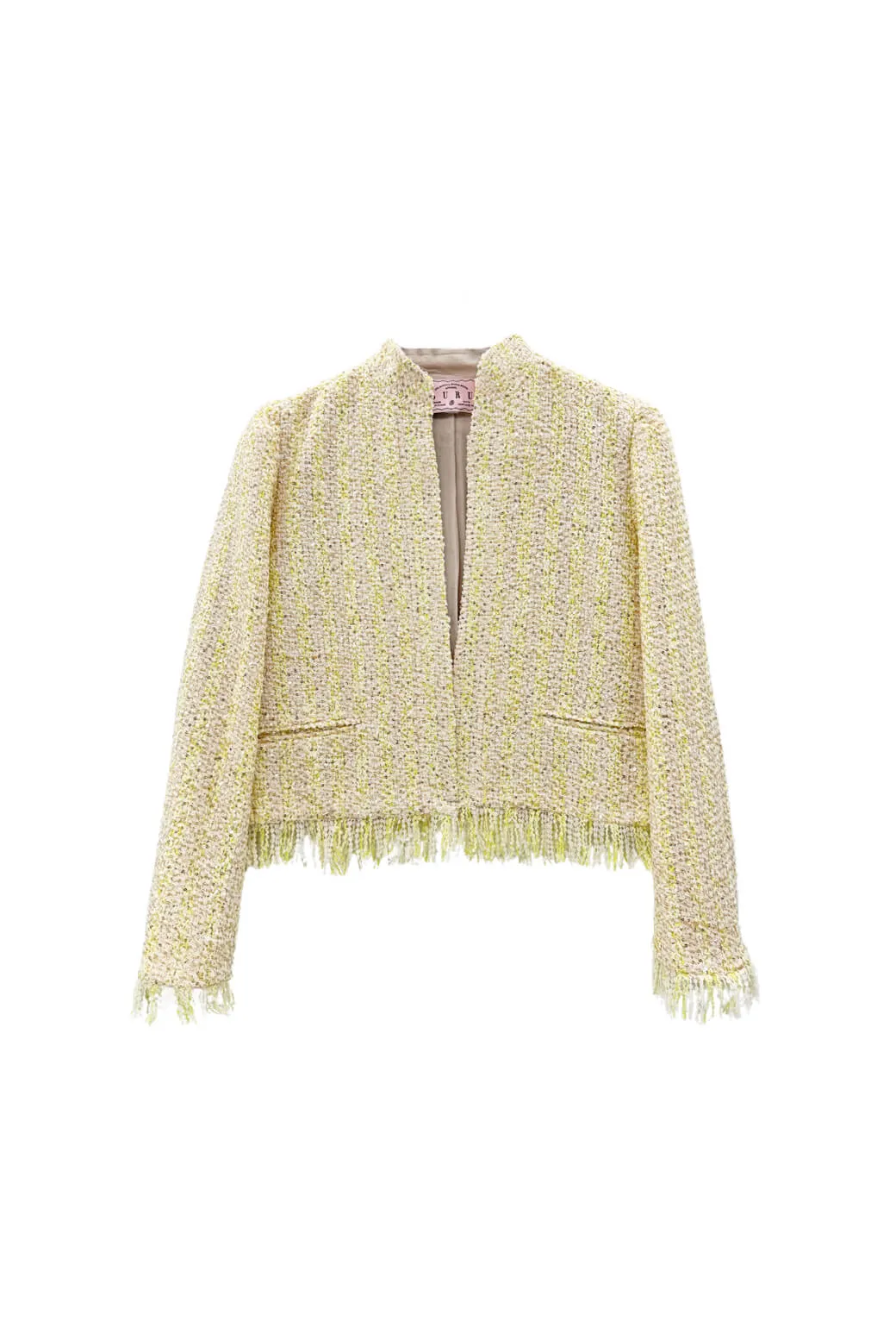 Daily Essential Universal Fit Framework Fringed Mona Lee Blazer - Ivory Twinkle Tweed