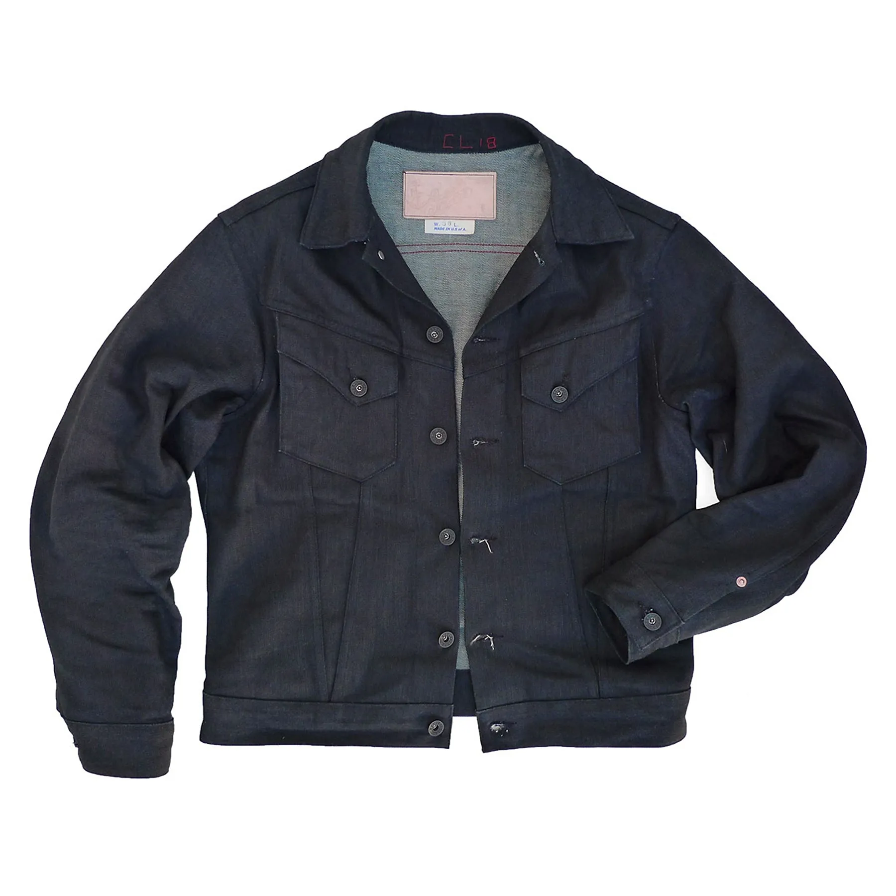 Hypoallergenic Interior Layer Cowboy Jacket - NOS Black Coated Denim - Warehouse