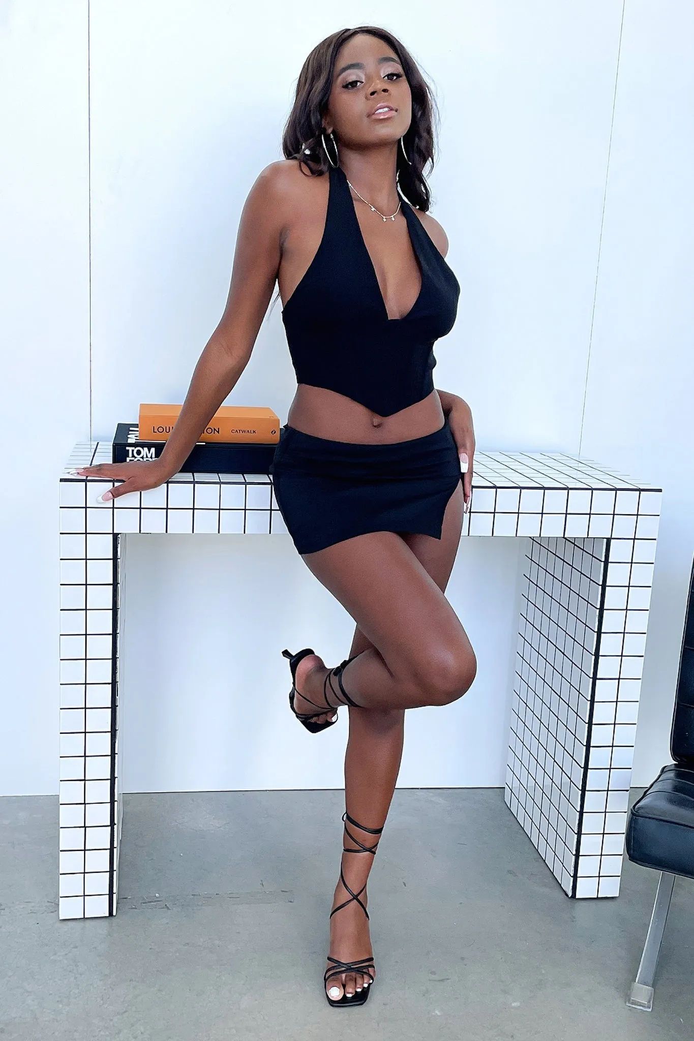 Ingrid Mini Skirt - Black Soft Mood Built In Shorts