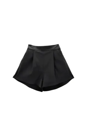 Flat Front Everyday Shorts - Black Corduroy texture Erasable Logo Patch