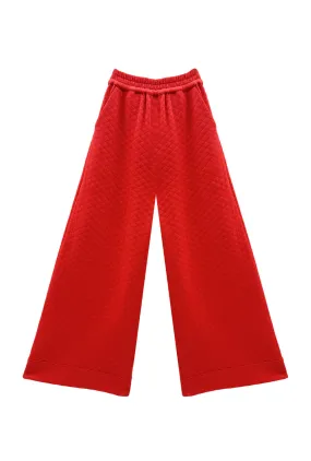 Light Fabric Buru x Val Wide Leg Knit Trouser 2.0 - Rouge Quilted Knit