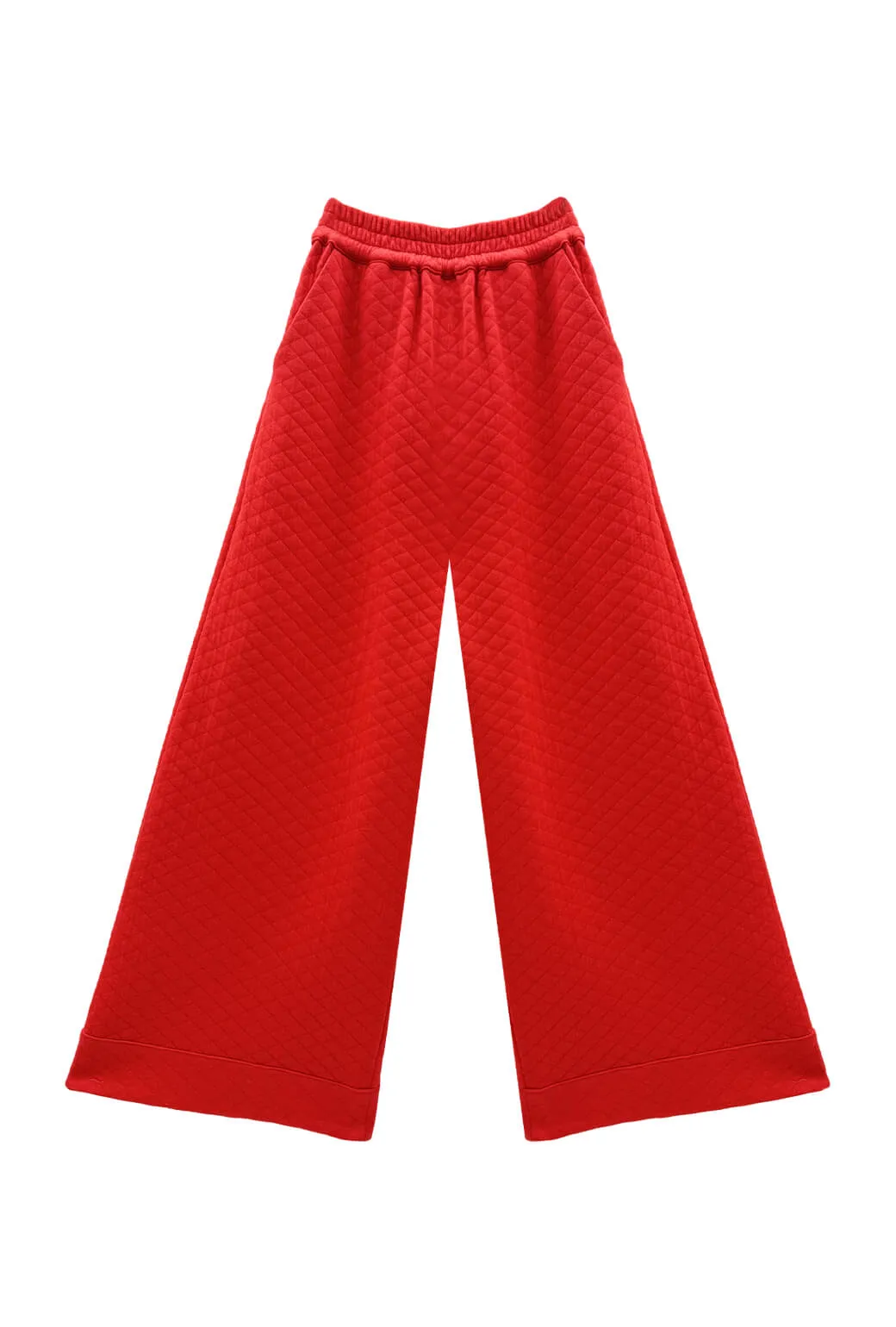 Light Fabric Buru x Val Wide Leg Knit Trouser 2.0 - Rouge Quilted Knit