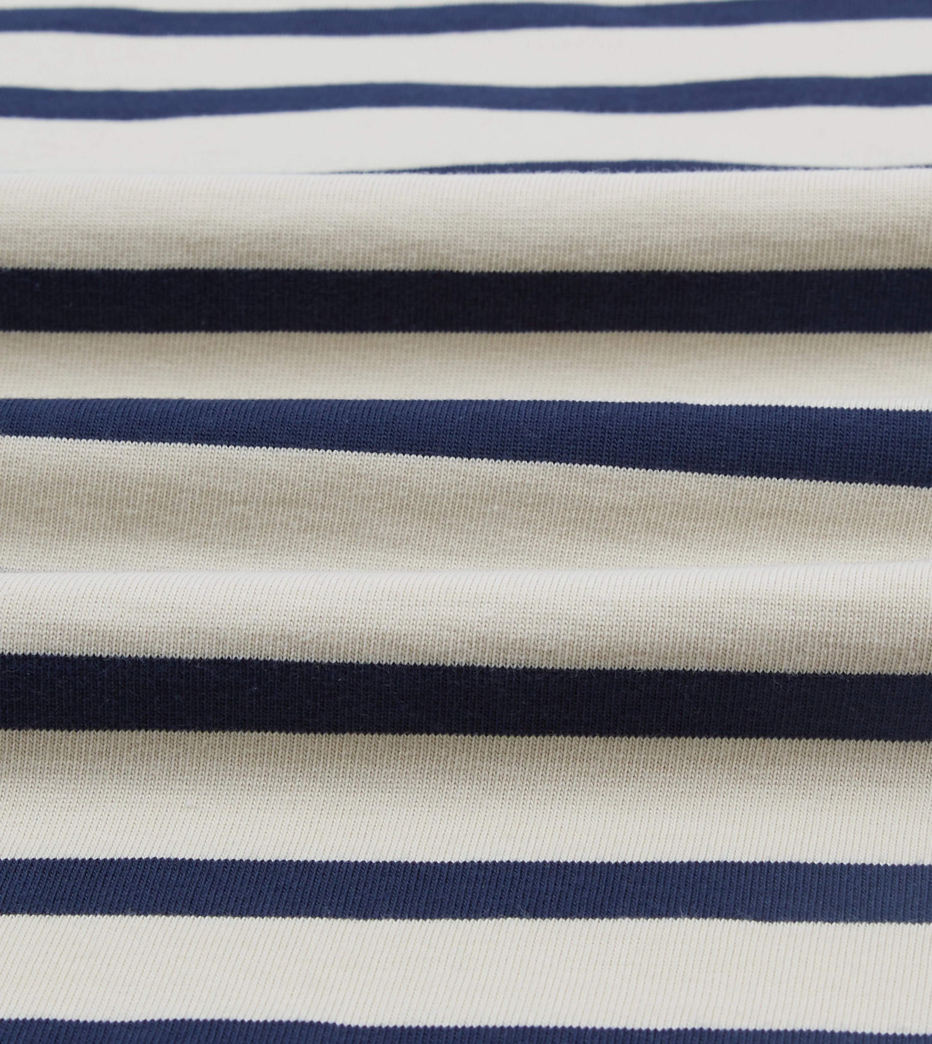 Lightweight Style Ecru and Navy Breton Long Sleeve T-Shirt