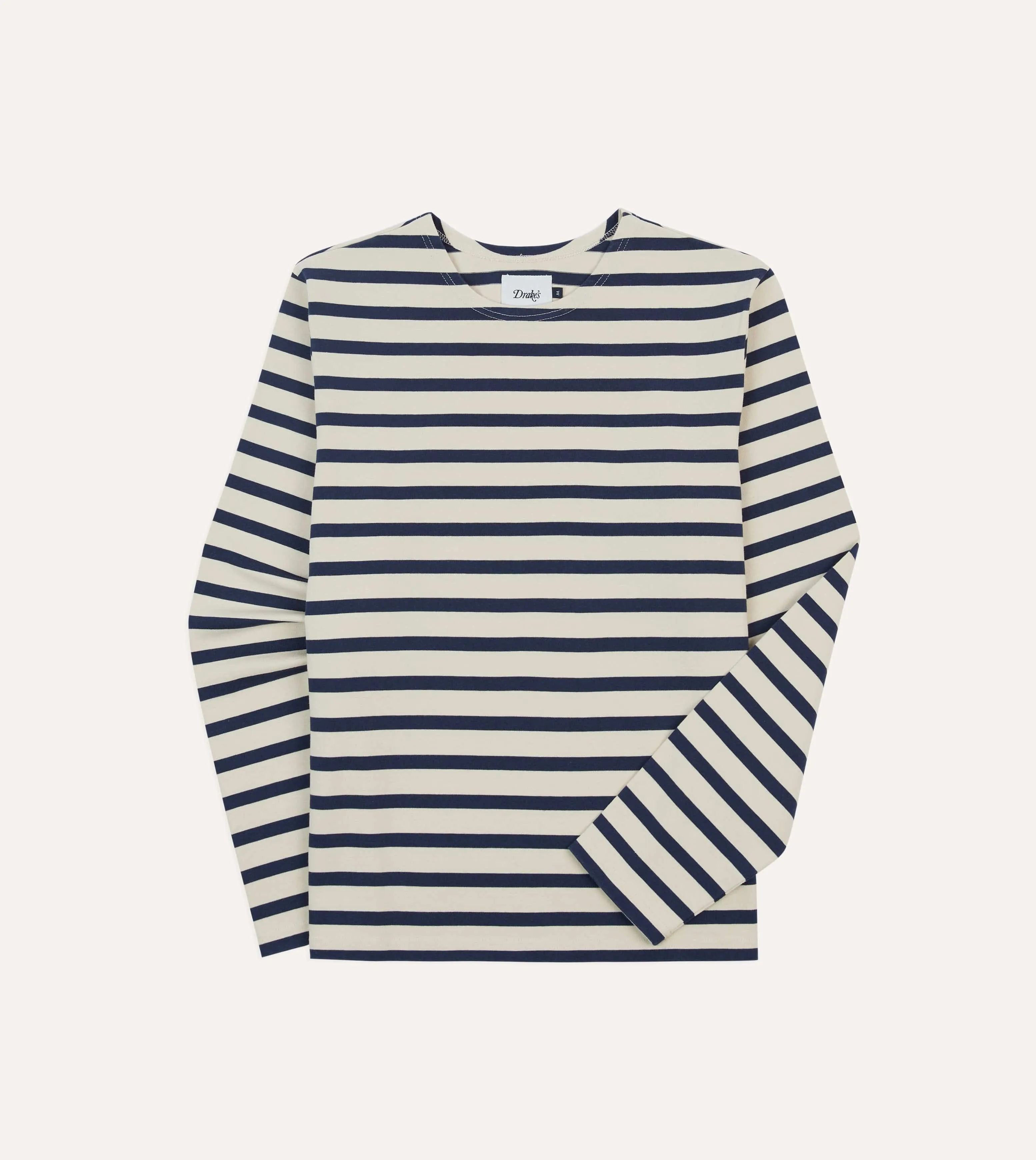 Ecru and Navy Breton Long Sleeve T-Shirt Easy-Going Style