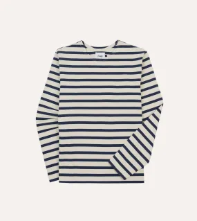 Ecru and Navy Breton Long Sleeve T-Shirt Easy-Going Style