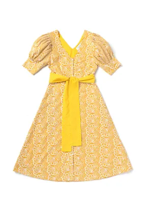 Light Fabric Chic formal attire Deep V Day Gown - MIDI - Marigold Embroidery