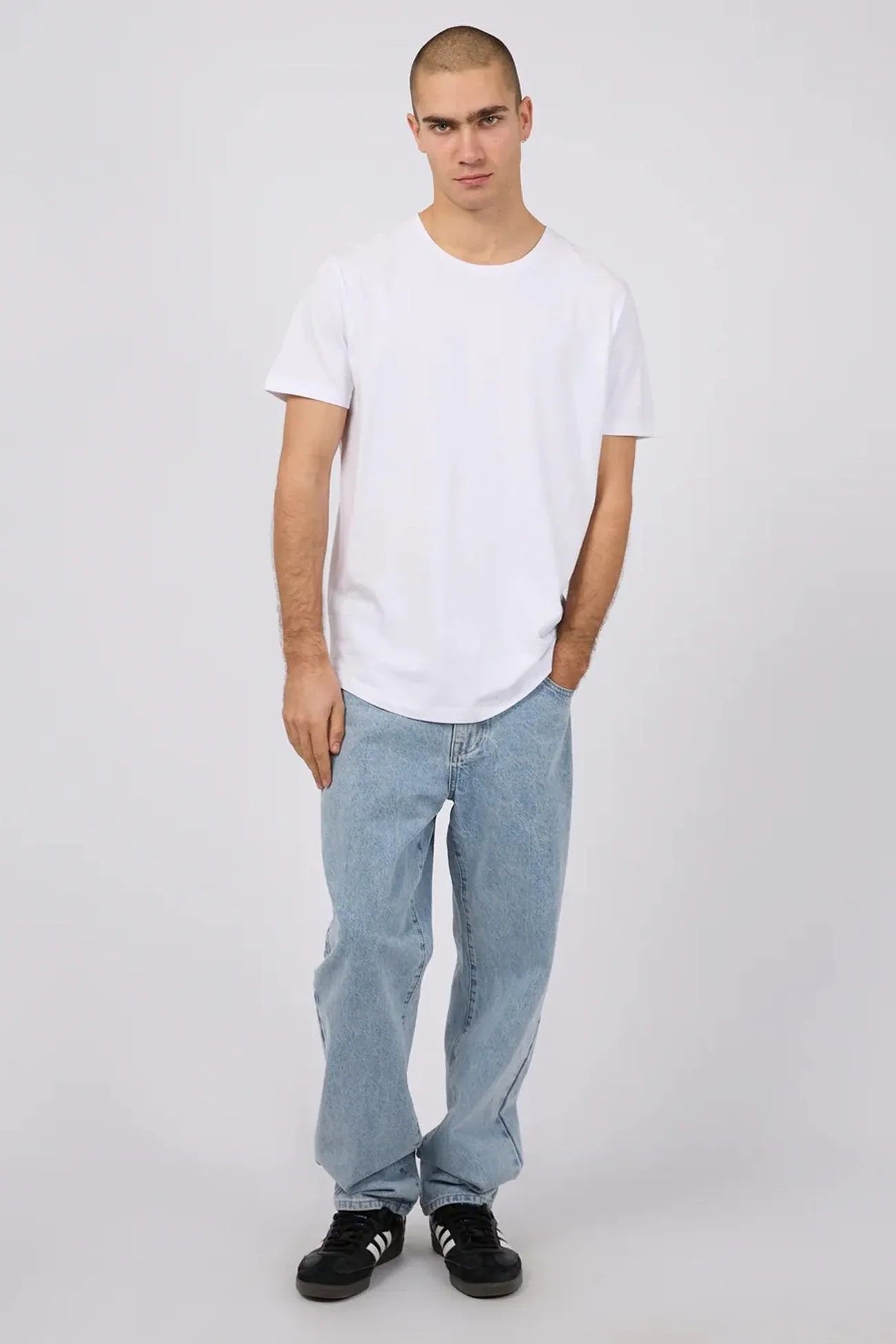 Tail Tee White ElasticEdgeBinding RollUpCuff