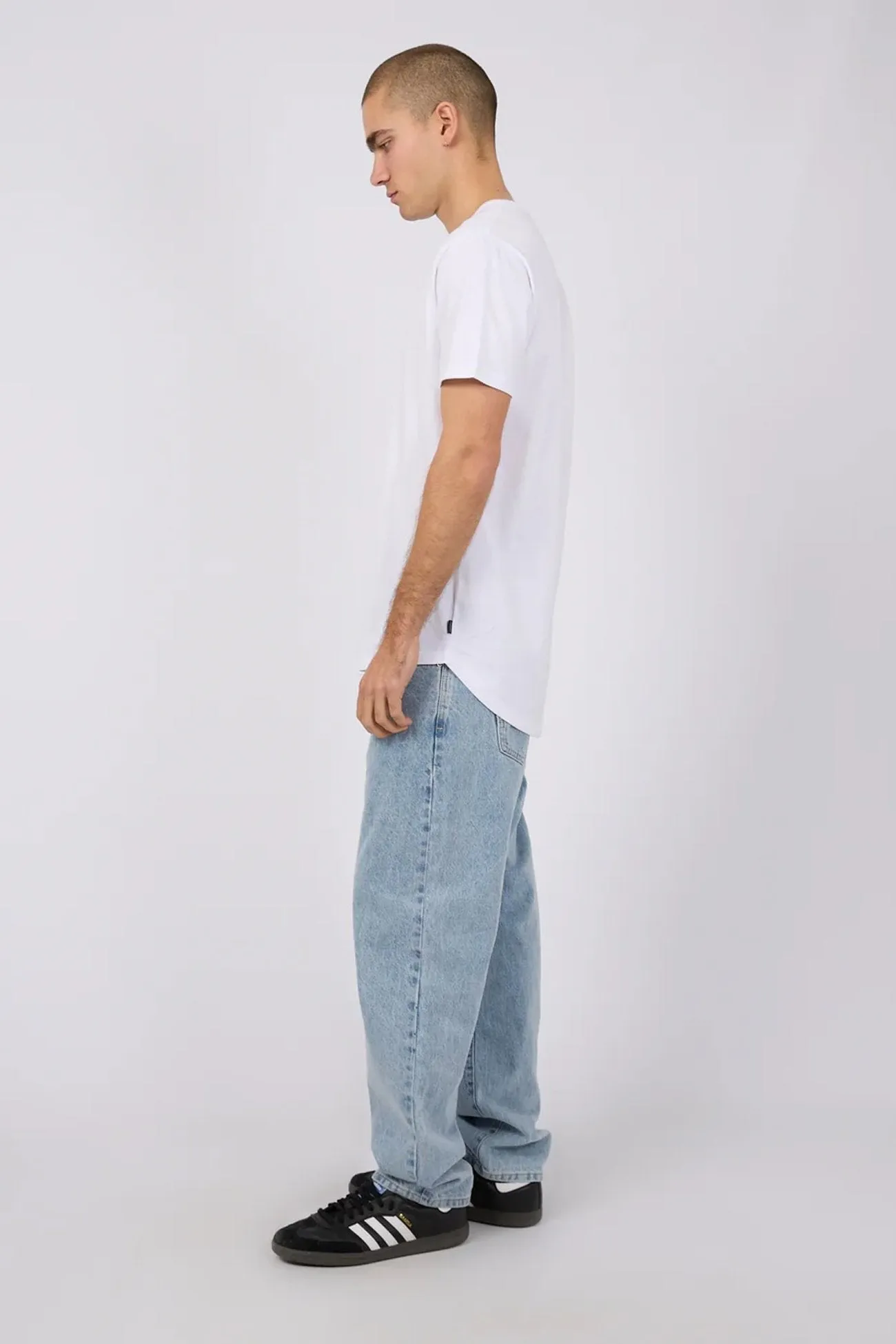 Yarn Dye Stripe Tail Tee White