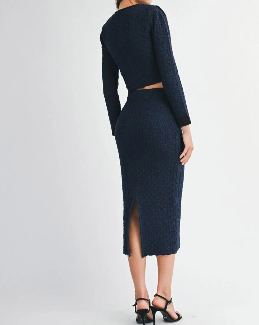 Outdoor Comfort Fit Breathable Layer KNITTED MIDI SKIRT - NAVY