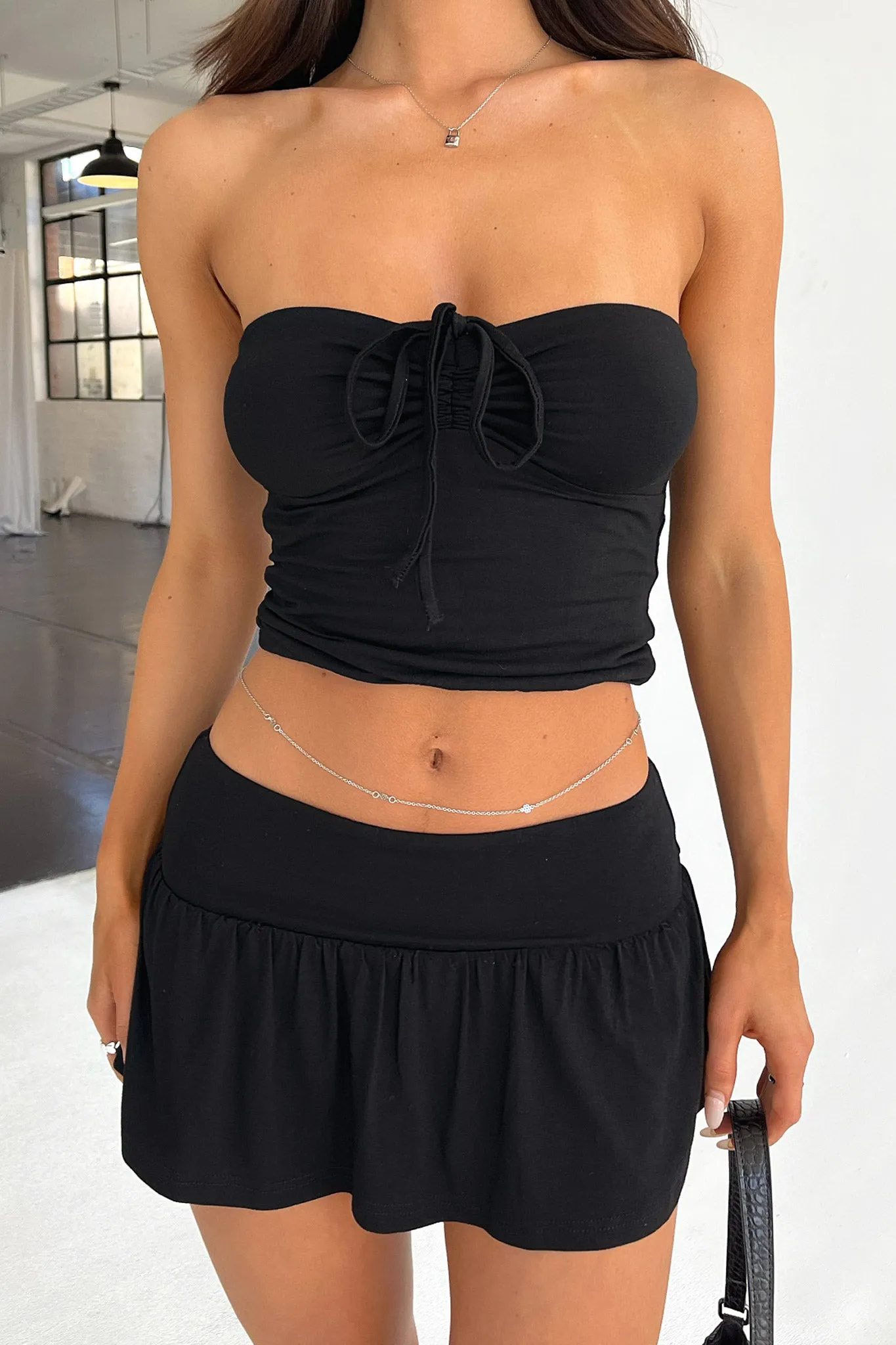 Stretch Comfort Elasticized Cuff Sorano Skort - Black