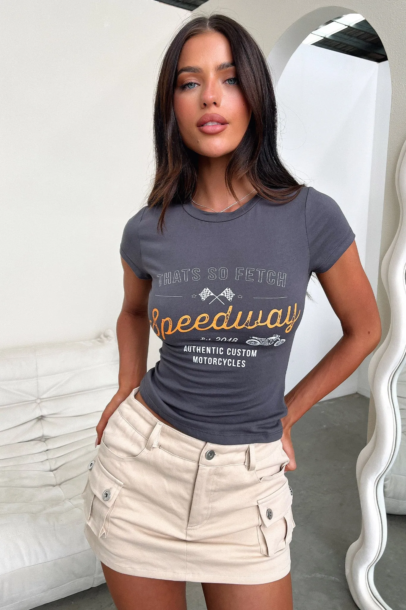 college Easygoing Wear Speedway Tee - Charcoal