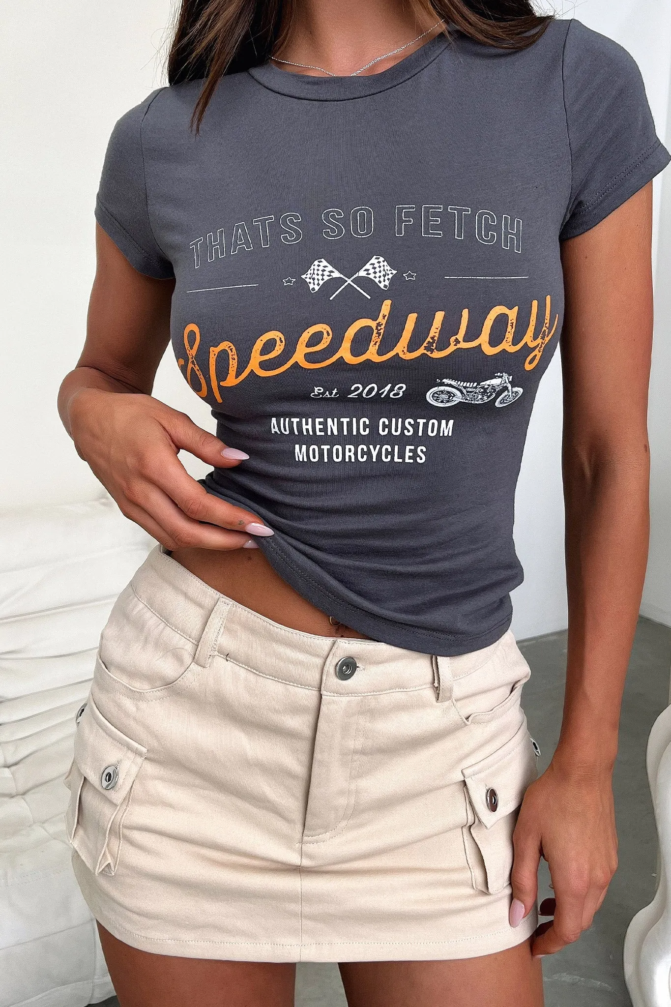 Outdoor Outfit Style Hypoallergenic fabric Speedway Tee - Charcoal