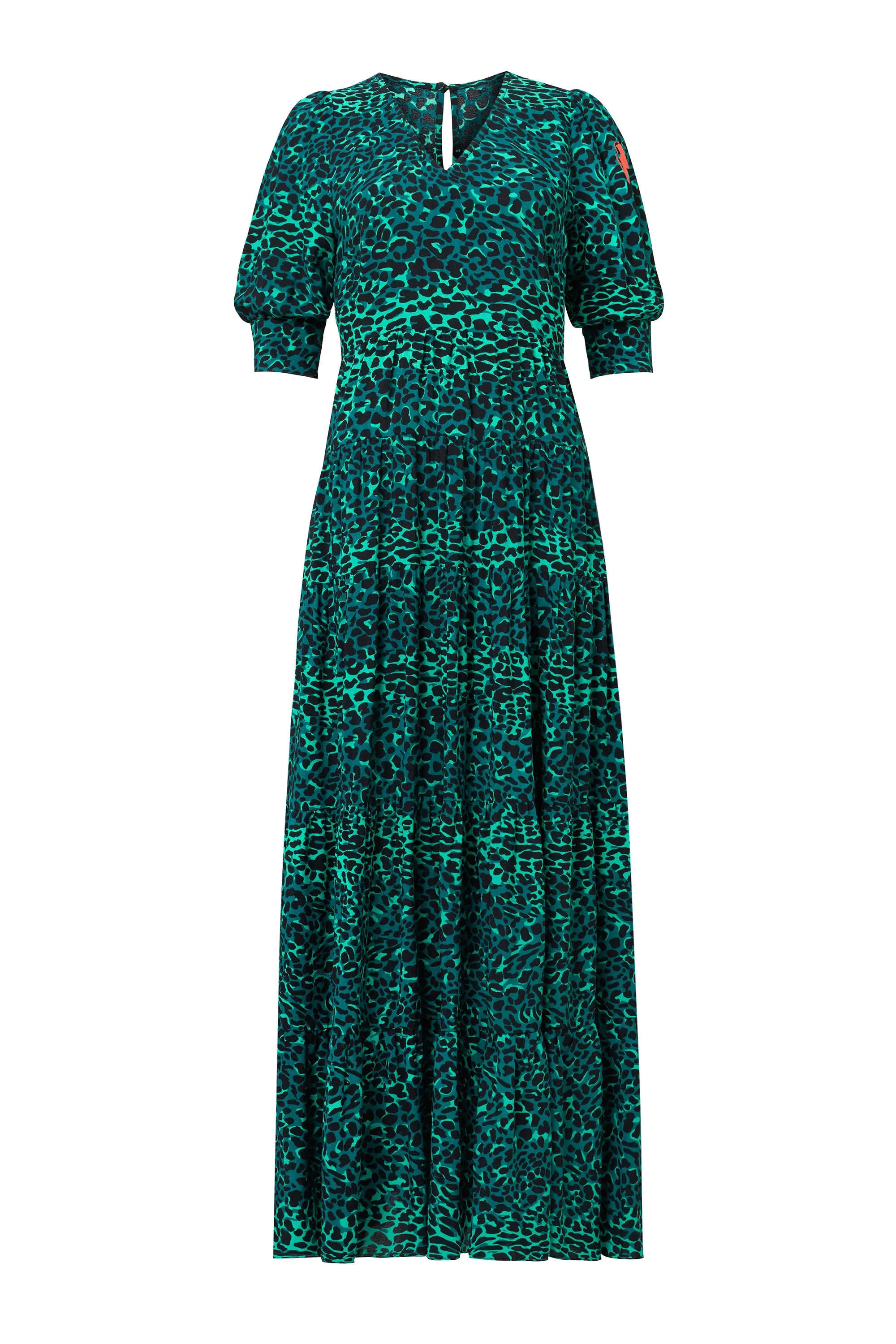 foldable All-Season Comfort Green with Black Wild Leopard Maxi Dress
