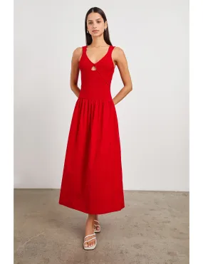 Timeless Vibe Patterned-Fabric Raquel Dress, Cherry