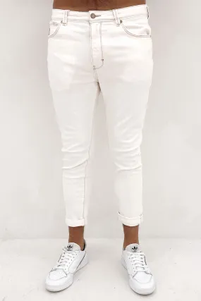 A Dropped Slim Jean Smokey White Simple Silhouette