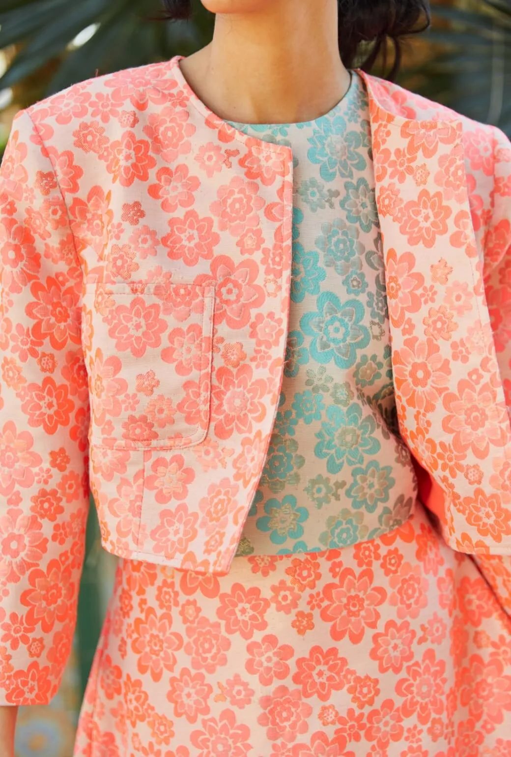 Interlock Knit Bolero Blazer - Coral Brightline