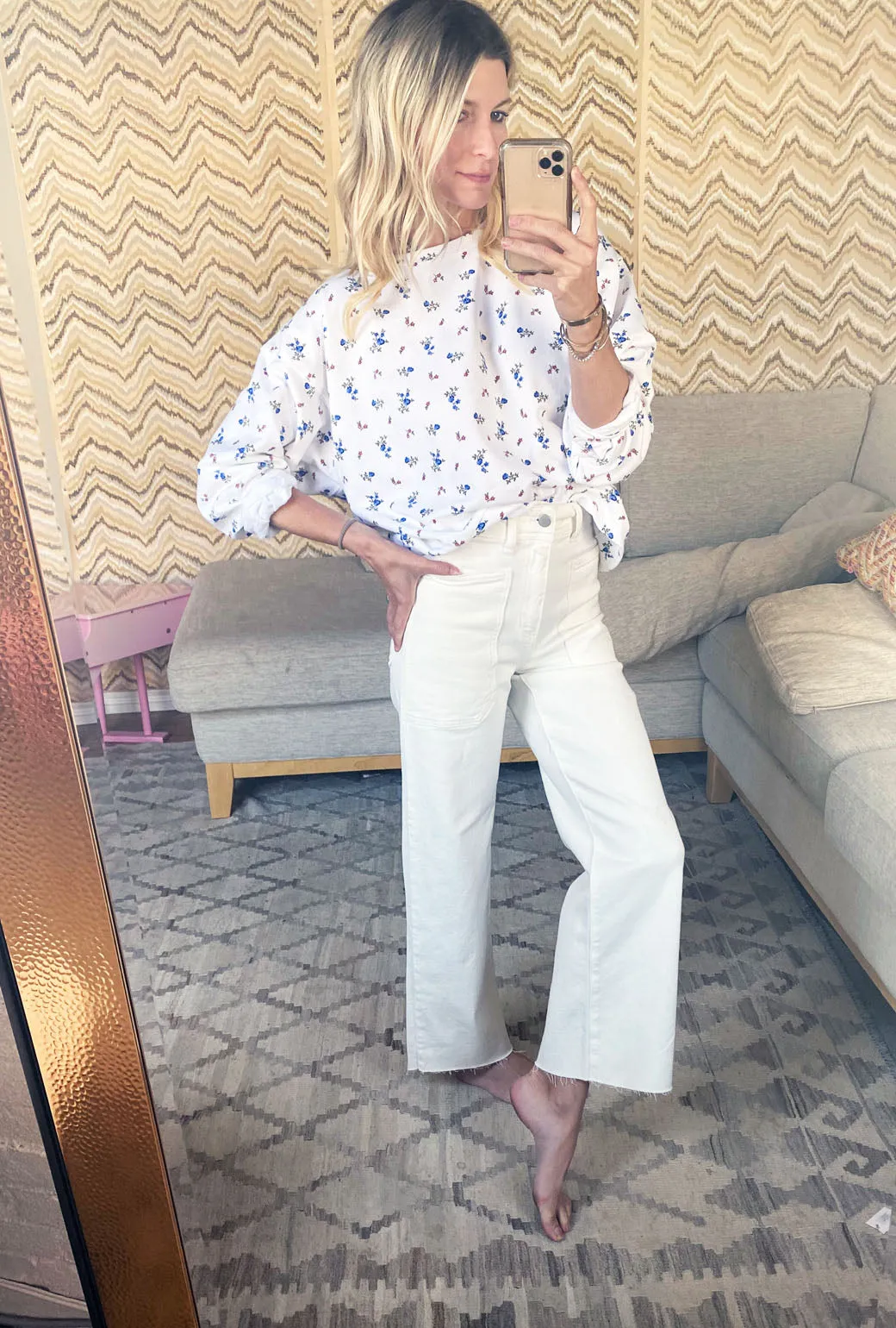 High Rise Sailor Jeans - Off White Work Ready
