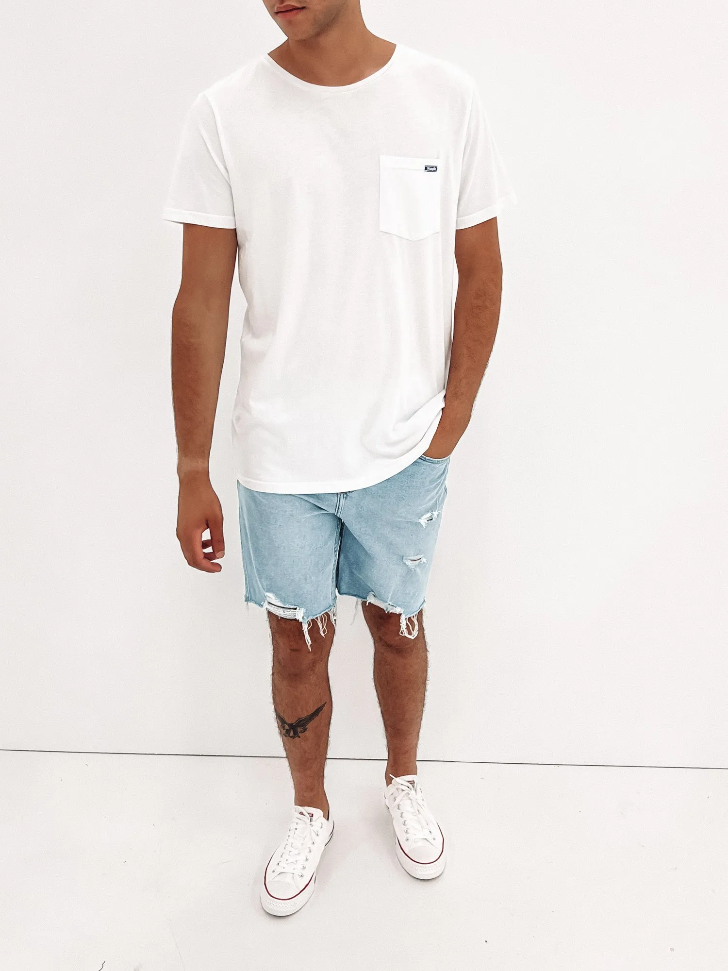 Stomper Tee White DropShoulder ErgonomicSleeves