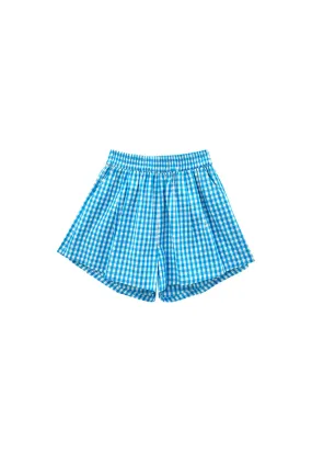 Flexible Comfort Wear Everyday Shorts - Turquoise Gingham
