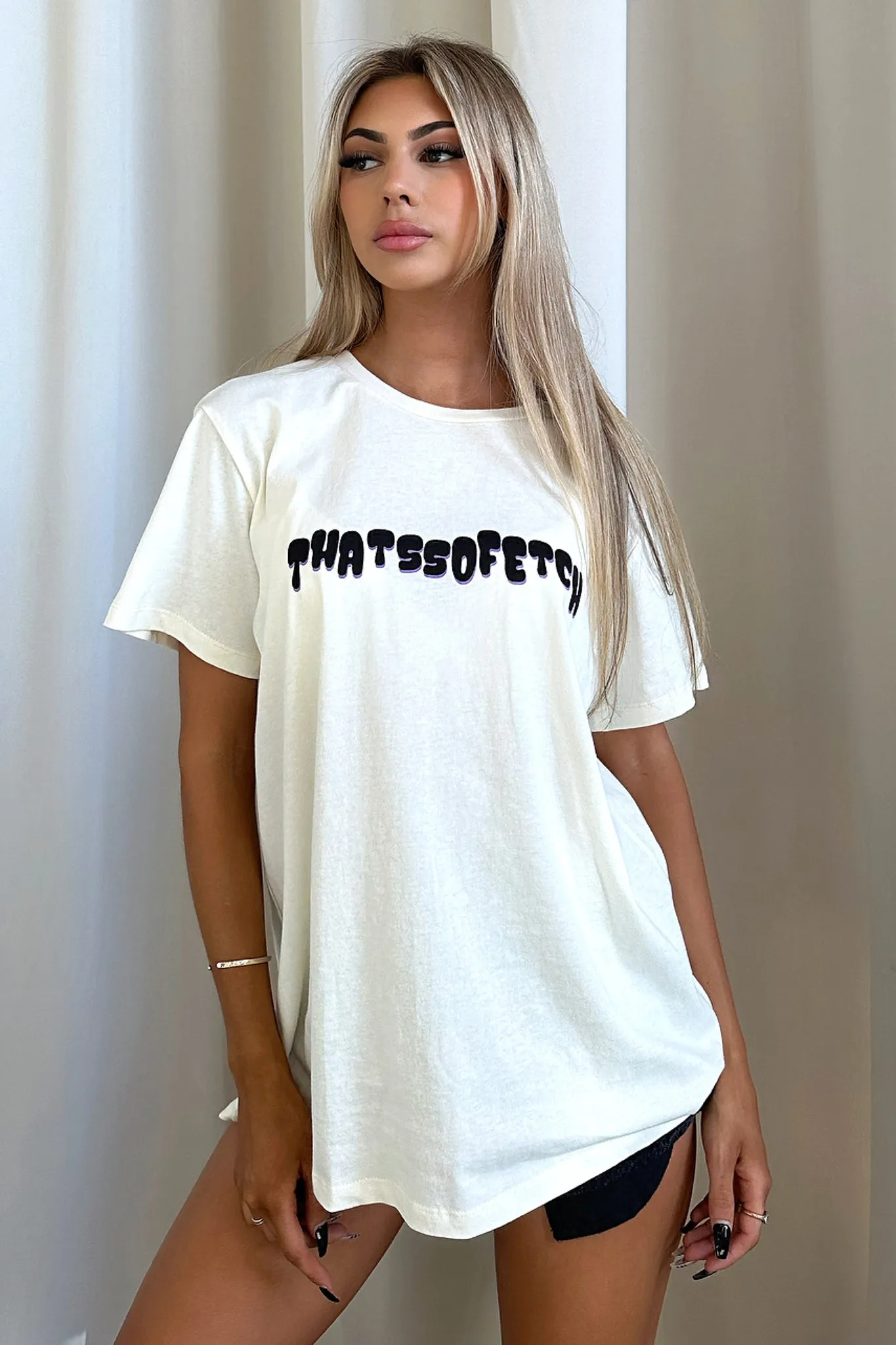 Stain Resistant Perfect for Layering Low Down Tee - Cream