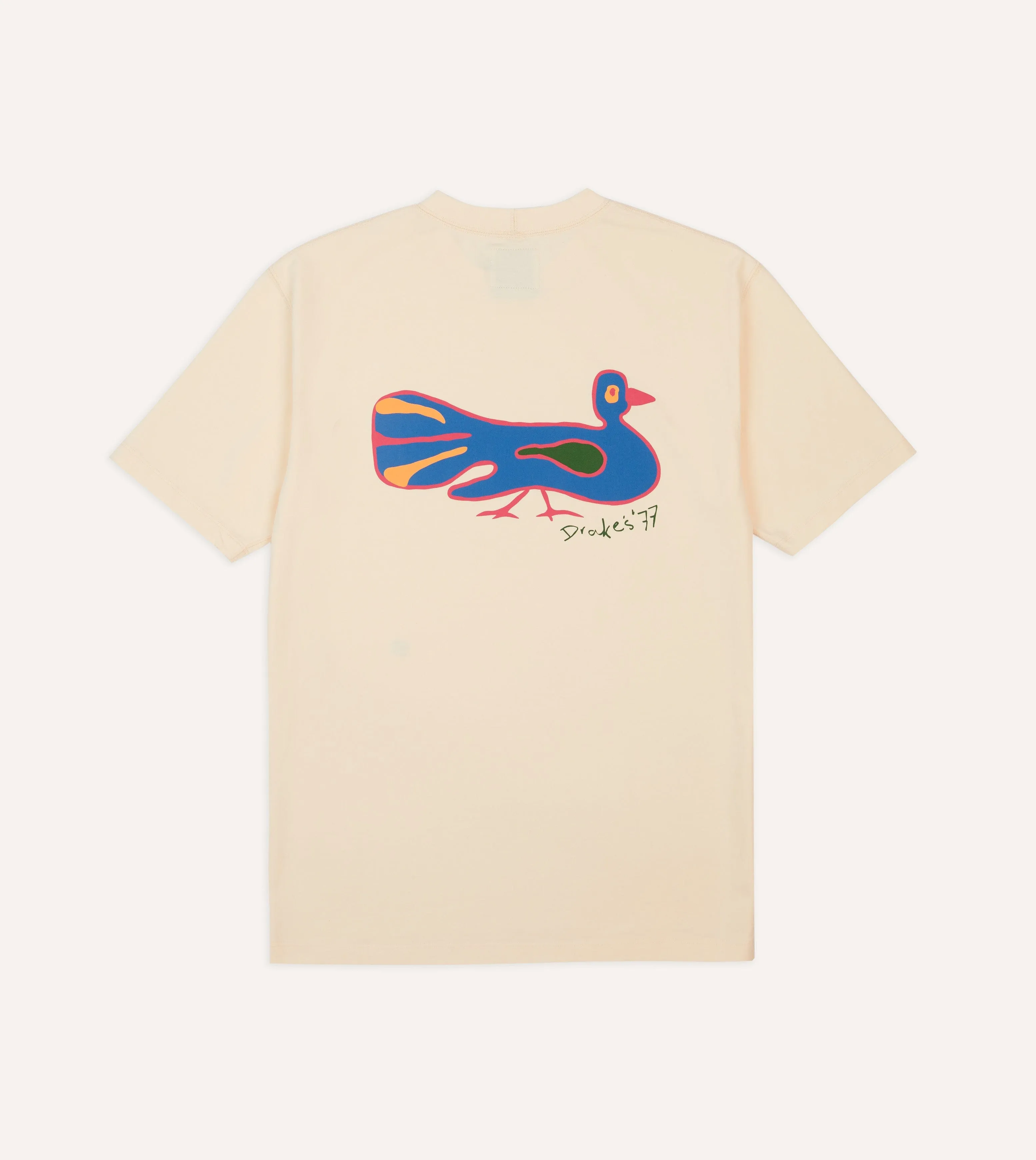 hypoallergenic material Natural Fiber Blend Antique White Peacock Print Short-Sleeve Hiking T-Shirt