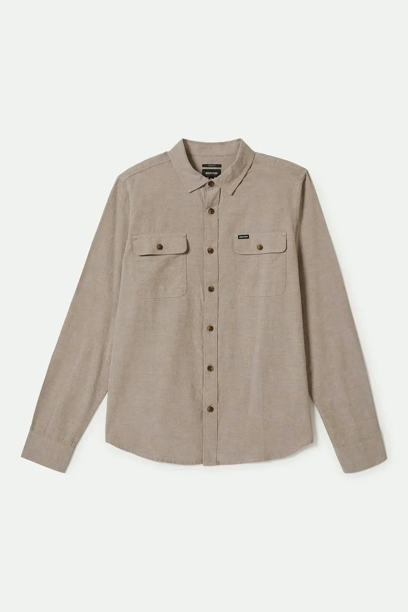 The Daily Cotton Long Sleeve Woven Shirt Khaki ElasticTrimming Rolled Hem Detailing