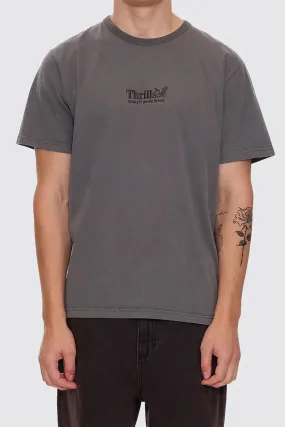 Thrills Workwear Embro Merch Fit Tee Charcoal Rose ZipClosure LowMaintenance Fabric