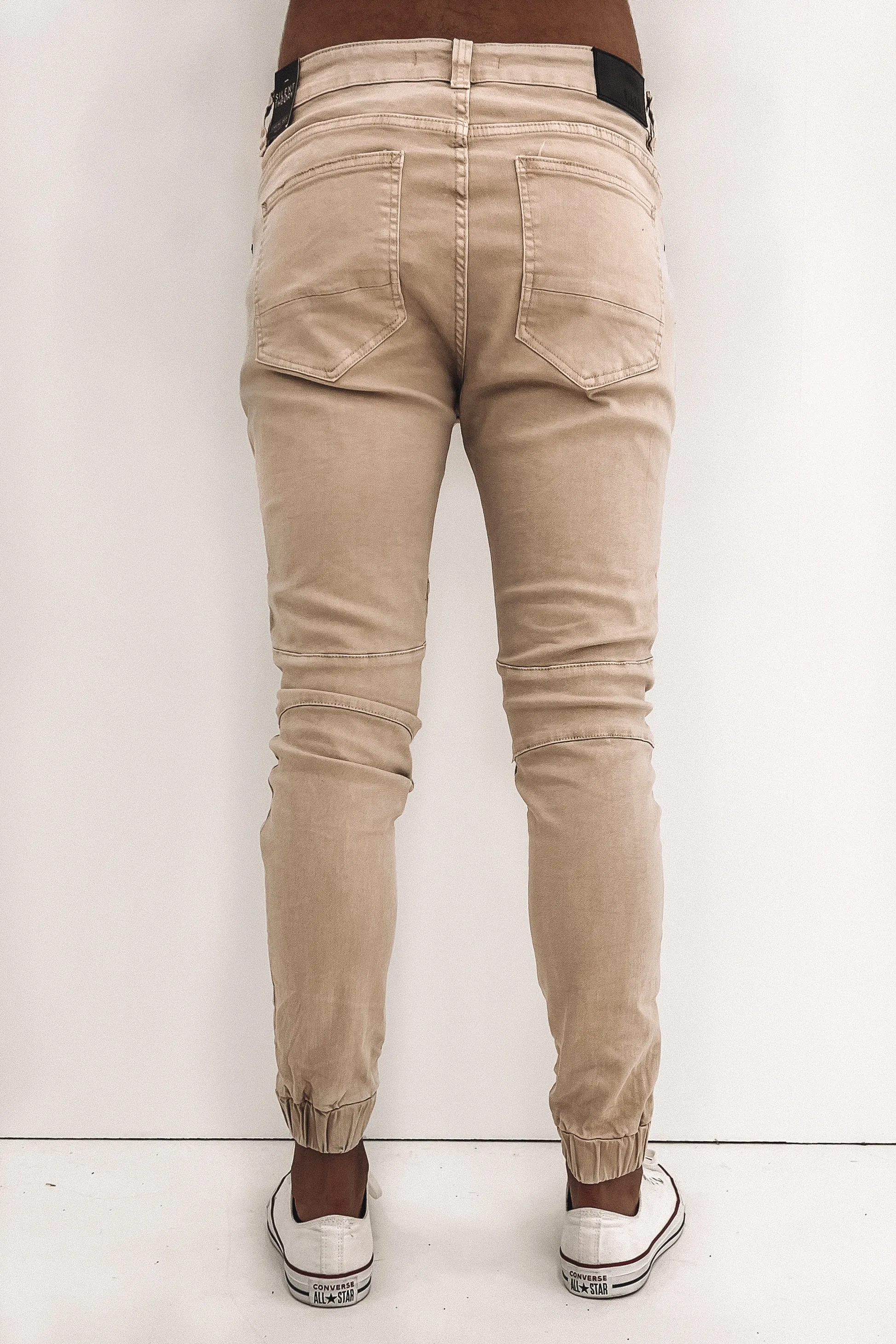 Casual Wear Strung Out Moto Cuffed Jean Trashed Oatmeal