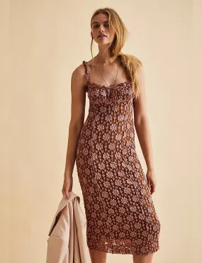 Lucinda Midi Dress, Ginger Combo Flowy casual dress Red Carpet