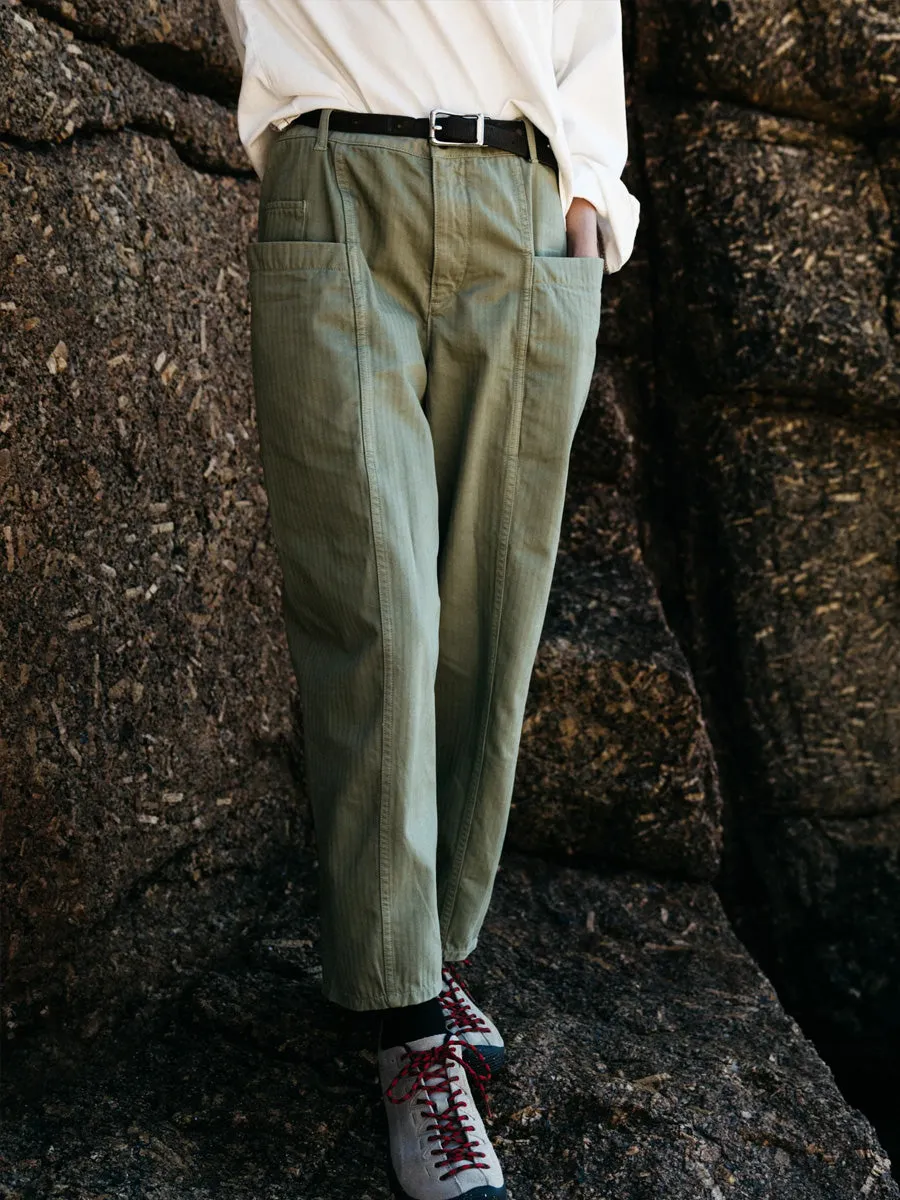 FINISTERRE CROFT BARREL TROUSER - BAYLEAF Feminine Fit hypoallergenic