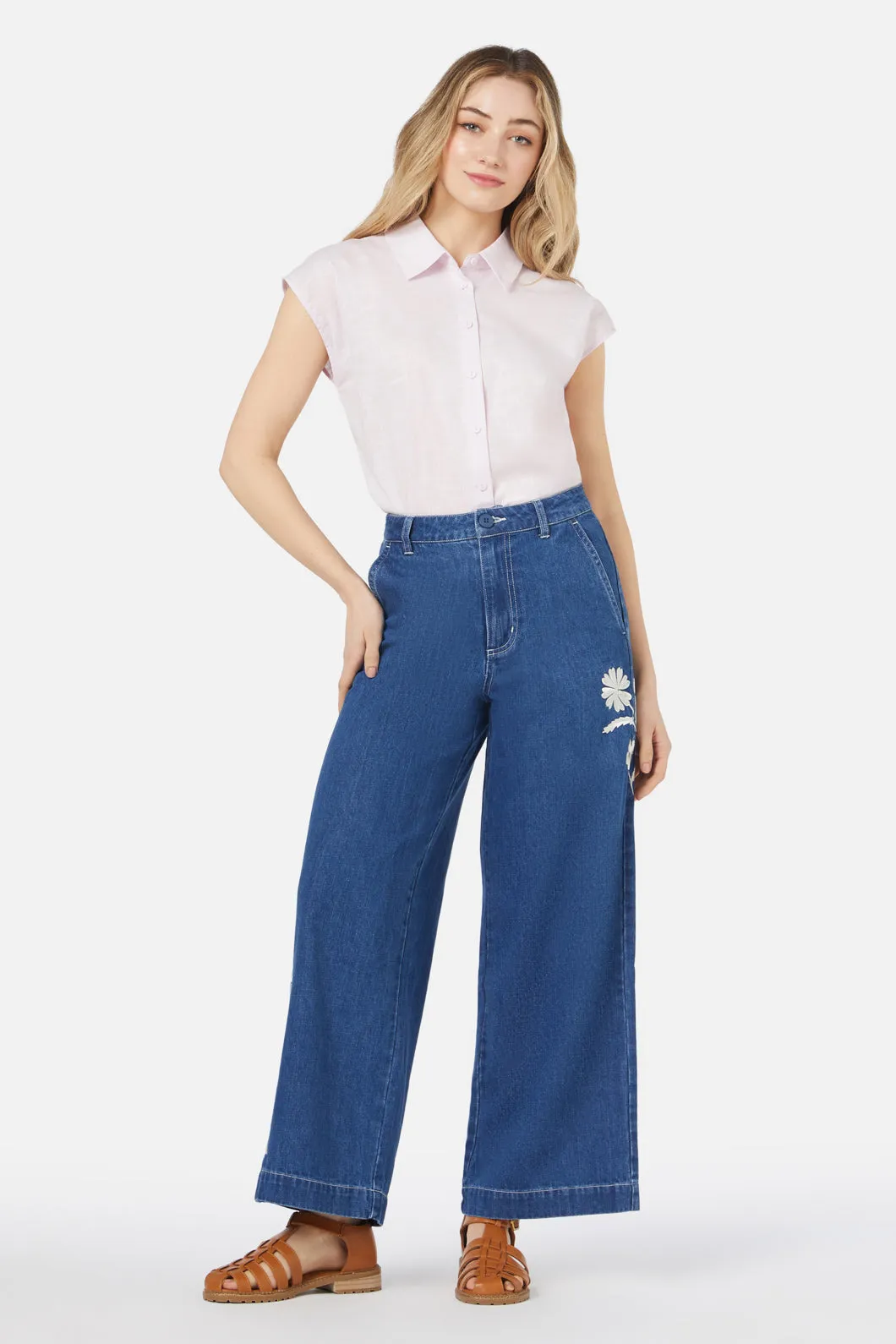 Frayed hem Irene Emb Jean