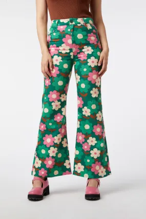 Quick-Dry Material Renee Floral Flare Jean