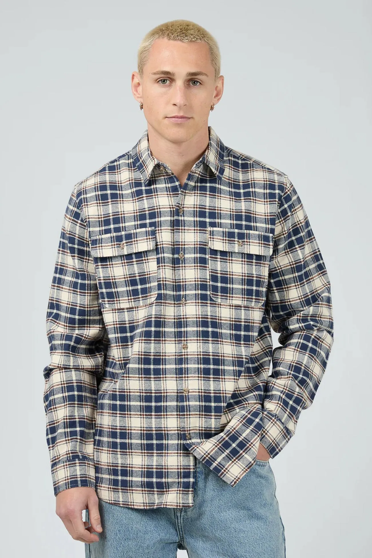 EasyCareMaterial FlatlockSeams Slacker Shirt Navy