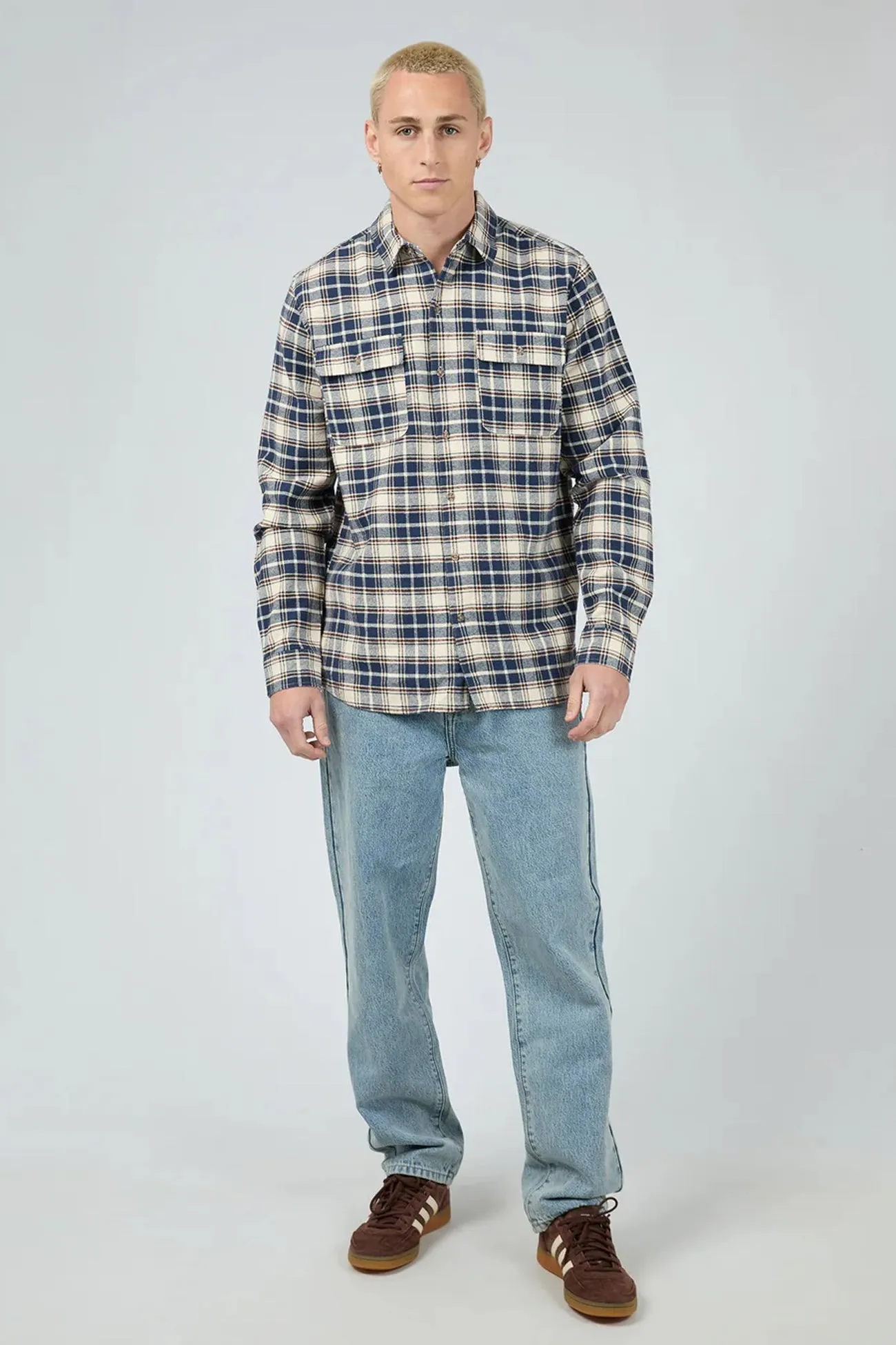Slacker Shirt Navy Non Chafing Edges Brushed Interior