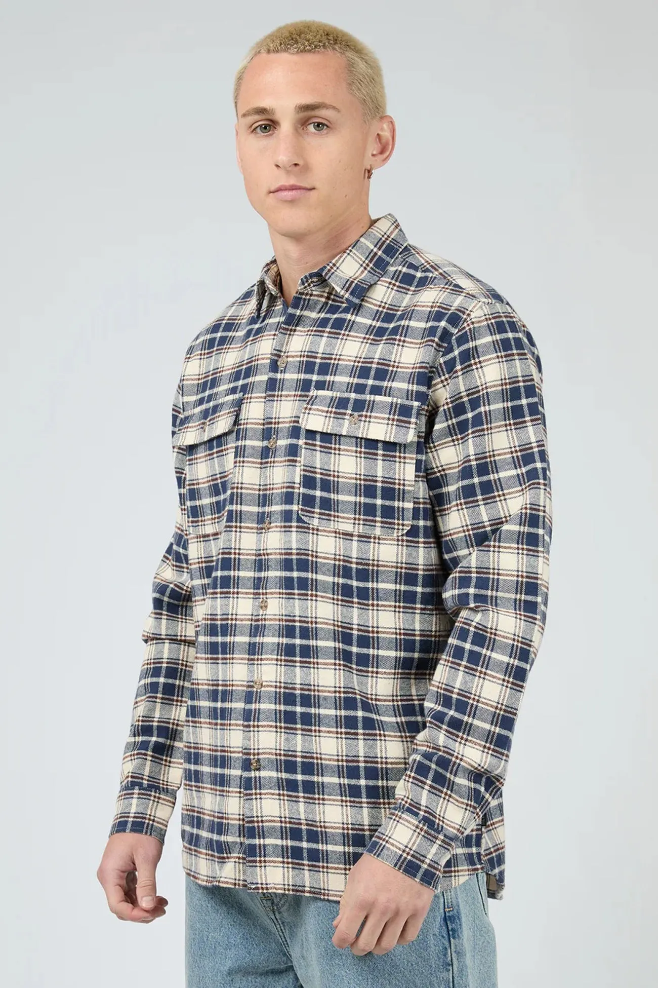 Slacker Shirt Navy PortableOption Contrast Stitch Accent