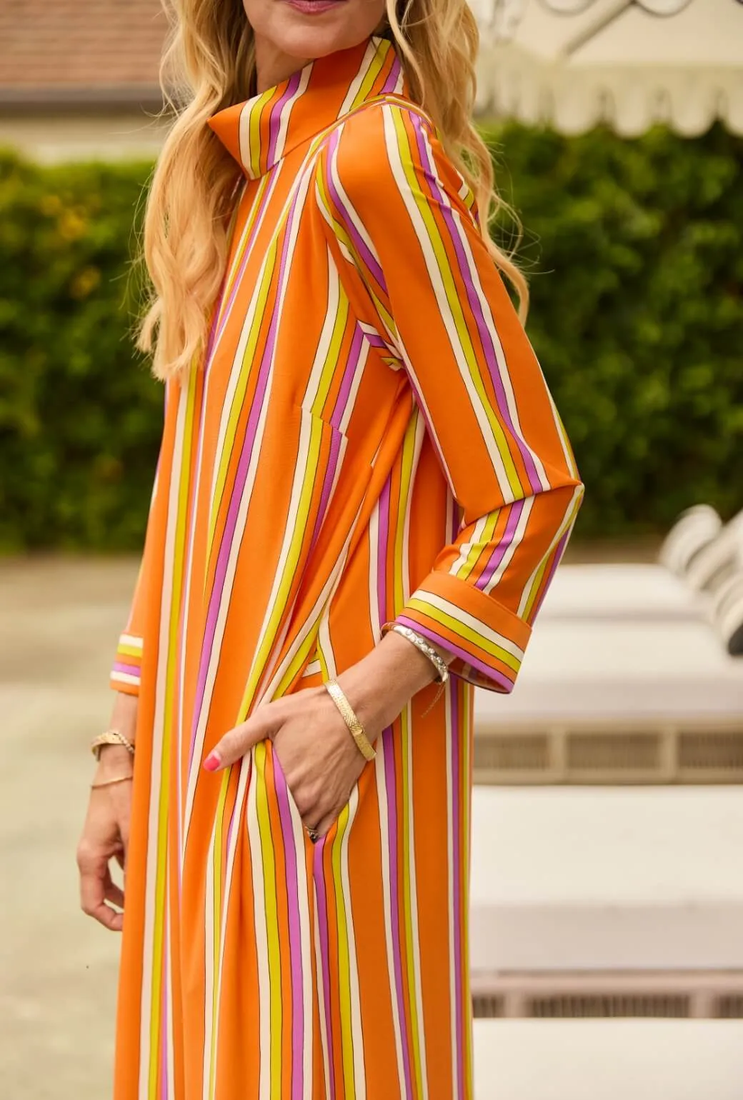 Mod Kaftan - Orange Stripe Sophisticated Waist Sharp Fit