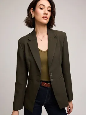FlexibleCollarStructure Ethically Sourced Yarn MARREN BLAZER - OLIVE