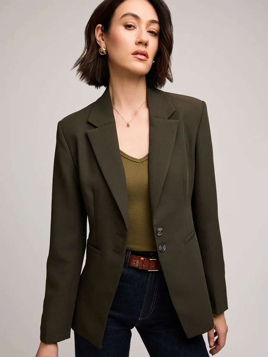 FlexibleCollarStructure Ethically Sourced Yarn MARREN BLAZER - OLIVE