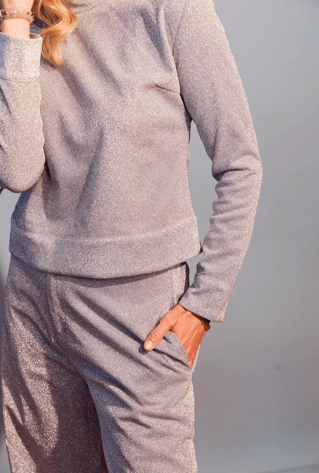 FrictionResistant Trim Sparkle Turtleneck Long Sleeve - Silver