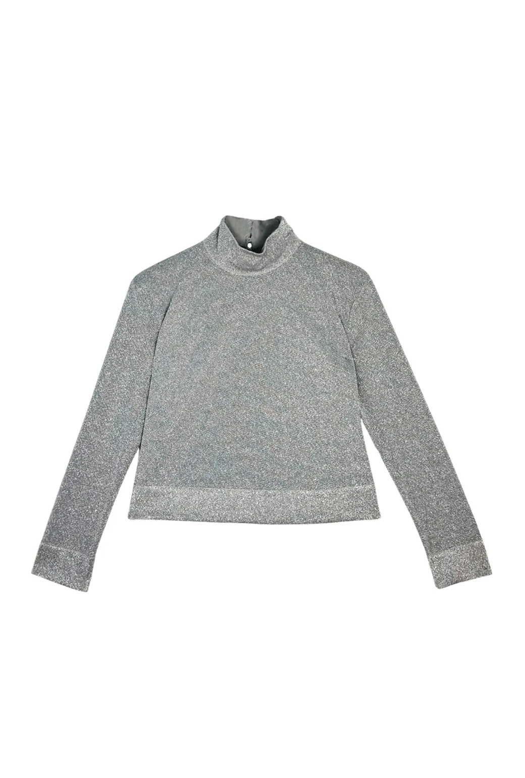 Sparkle Turtleneck Long Sleeve - Silver HighDensity Knit