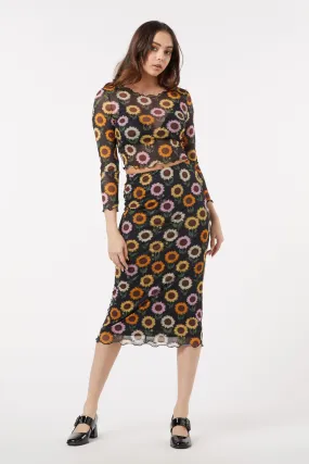 Soft Material Sunflower Mesh Skirt