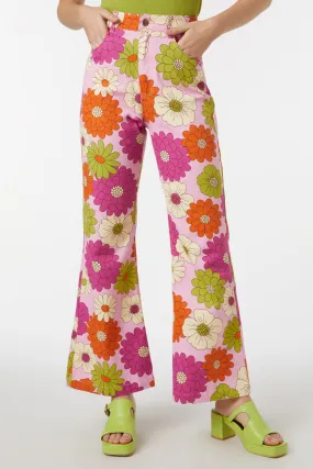 Susan Floral Flare Jean Breathable Motion Soft Fabric